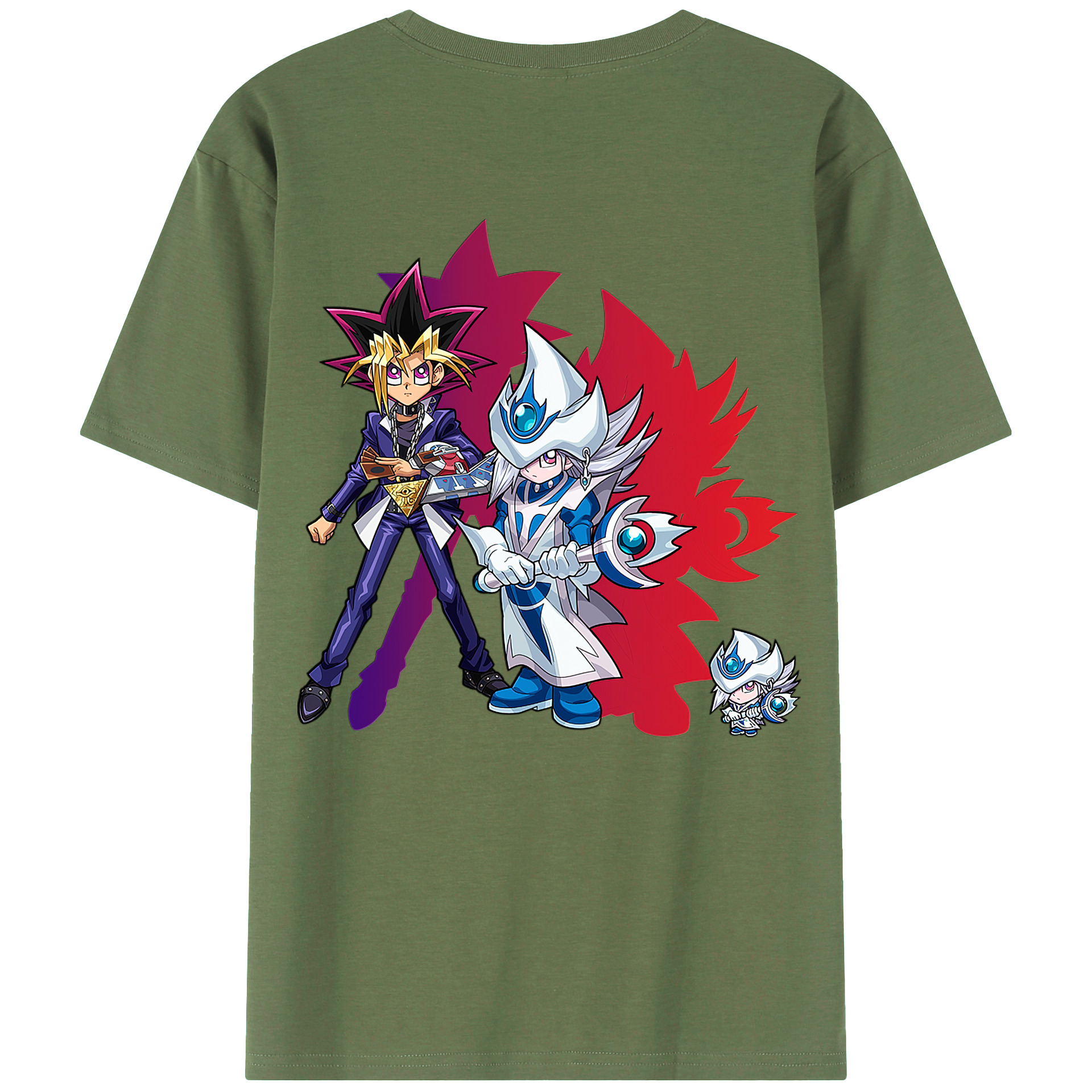 （画像用） 遊☆戯☆王 Yu-Gi-Oh! 綿100％ メンズ半袖Tシャツ（バックプリント） 通気性
